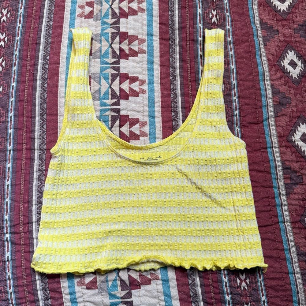 Urban Outfitters Yellow Striped ribbed Crop Tank size small